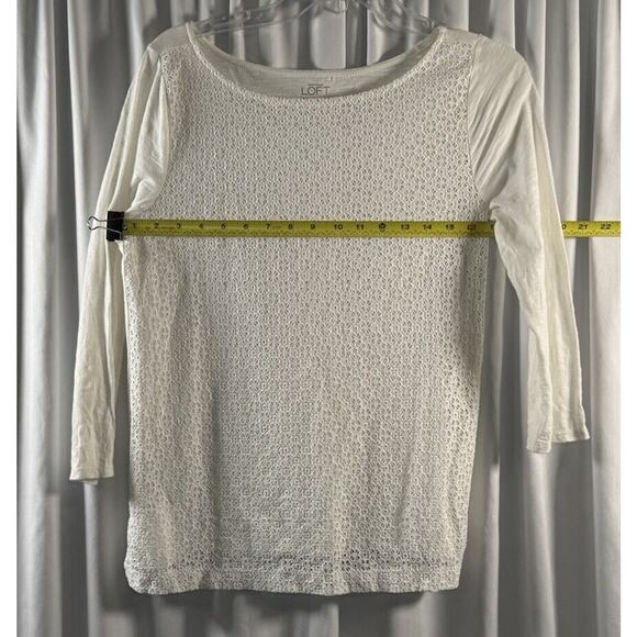Ann Taylor Loft Eyelet Front T-Shirt White S Coastal Chic 79-14-01 - Picture 13 of 14